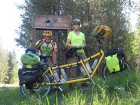 GDMBR: Dennis and Terry Struck and the Bee at the Idaho/Wyoming State Line, Targhee NF, 8 June 2016.